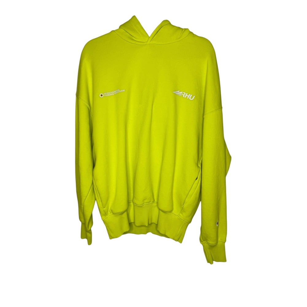 Zara x Rhuigi RHU Neon Yellow Redesigning Human Uniform Hoodie Mens Large‎